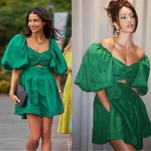 Aje Dusk Puff Sleeve Mini Dress
